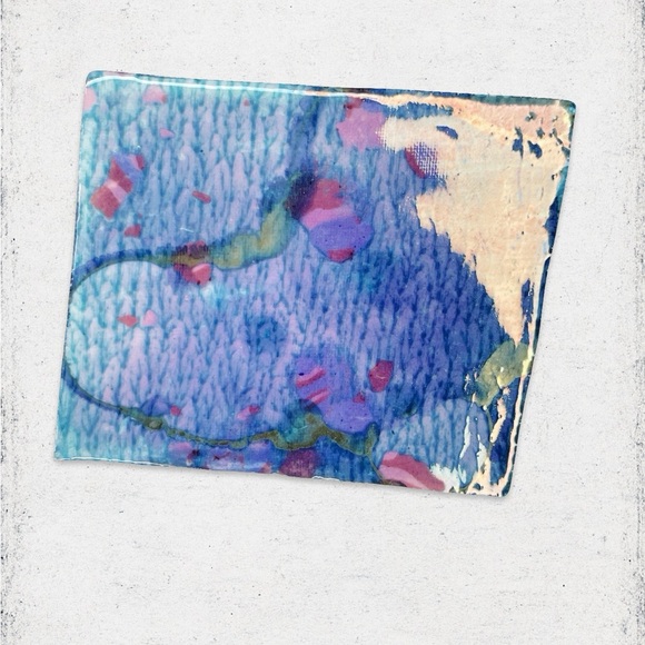 Vintage Jewelry - 595u. Blue and Purple Art Ceramic Brooch